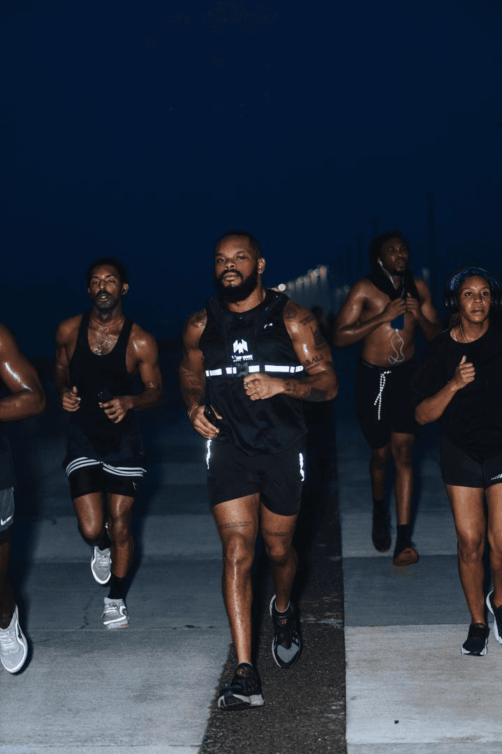 Community running at night