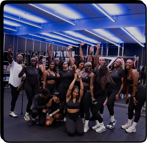 Sports team celebrating together